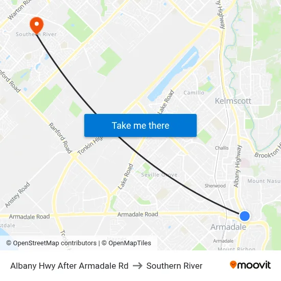 Albany Hwy After Armadale Rd to Southern River map