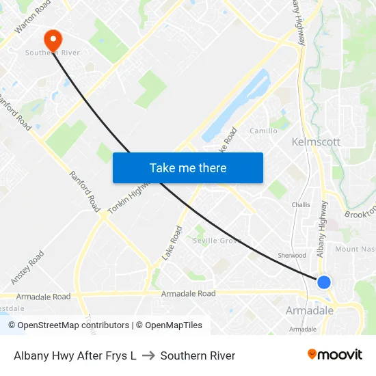 Albany Hwy After Frys L to Southern River map