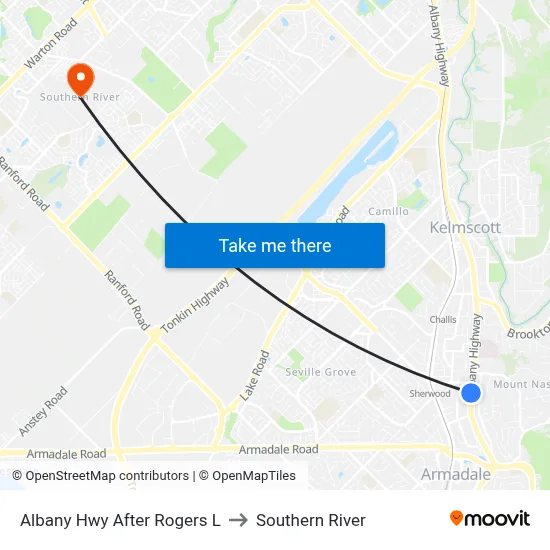 Albany Hwy After Rogers L to Southern River map