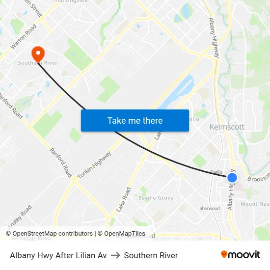Albany Hwy After Lilian Av to Southern River map