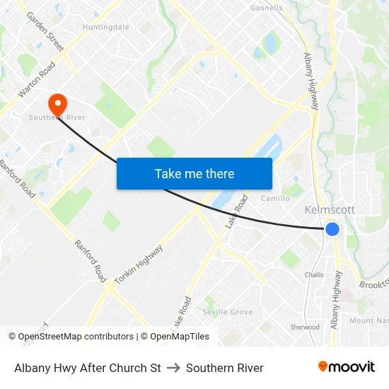 Albany Hwy After Church St to Southern River map