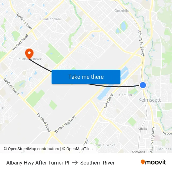 Albany Hwy After Turner Pl to Southern River map