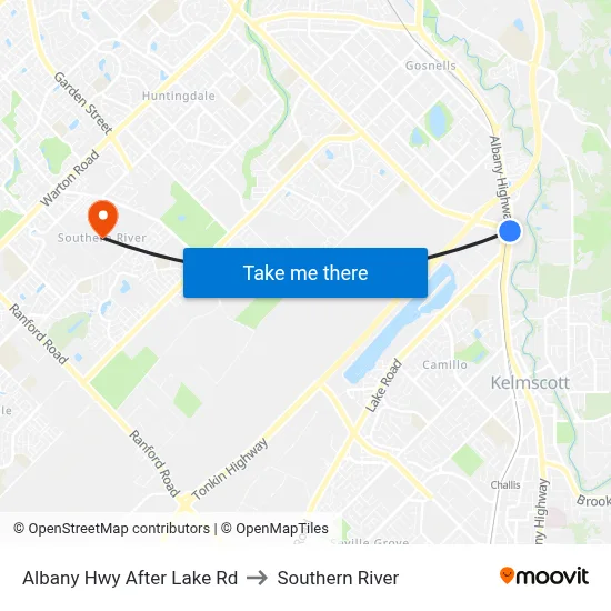 Albany Hwy After Lake Rd to Southern River map