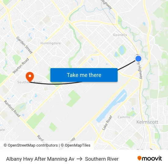 Albany Hwy After Manning Av to Southern River map
