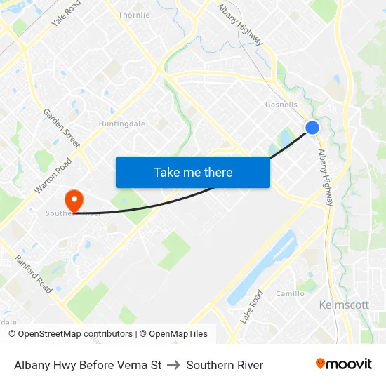 Albany Hwy Before Verna St to Southern River map