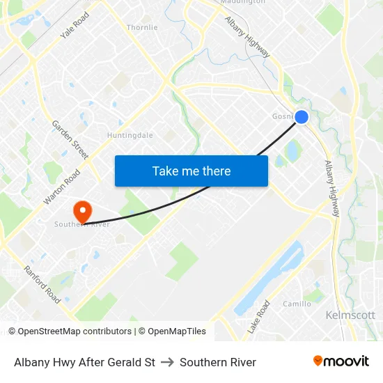 Albany Hwy After Gerald St to Southern River map