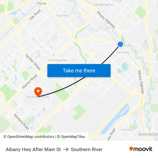 Albany Hwy After Main St to Southern River map