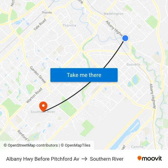 Albany Hwy Before Pitchford Av to Southern River map