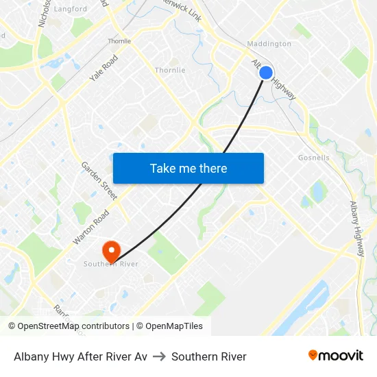 Albany Hwy After River Av to Southern River map