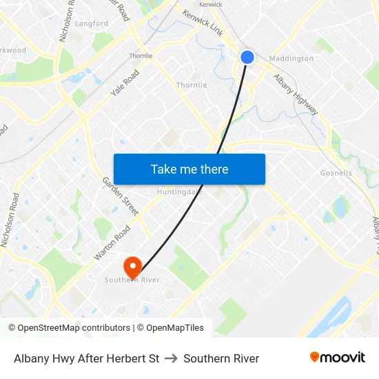Albany Hwy After Herbert St to Southern River map