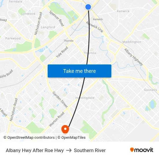 Albany Hwy After Roe Hwy to Southern River map