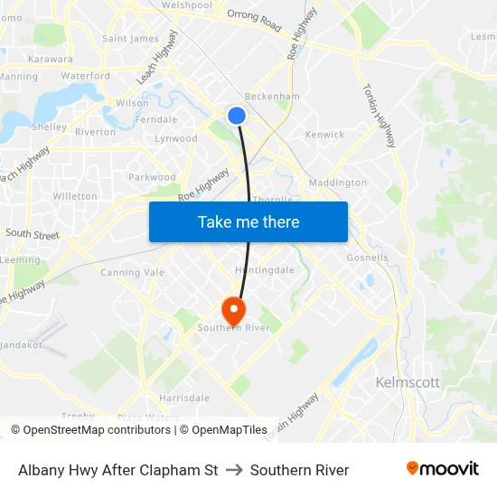 Albany Hwy After Clapham St to Southern River map