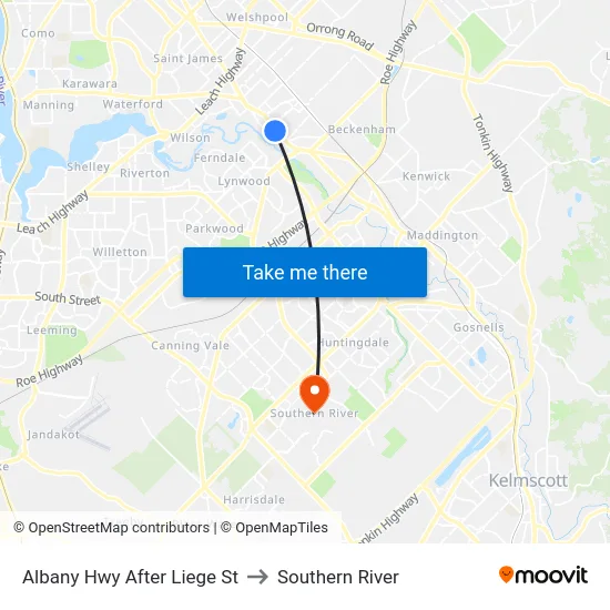 Albany Hwy After Liege St to Southern River map