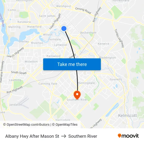 Albany Hwy After Mason St to Southern River map