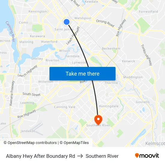 Albany Hwy After Boundary Rd to Southern River map