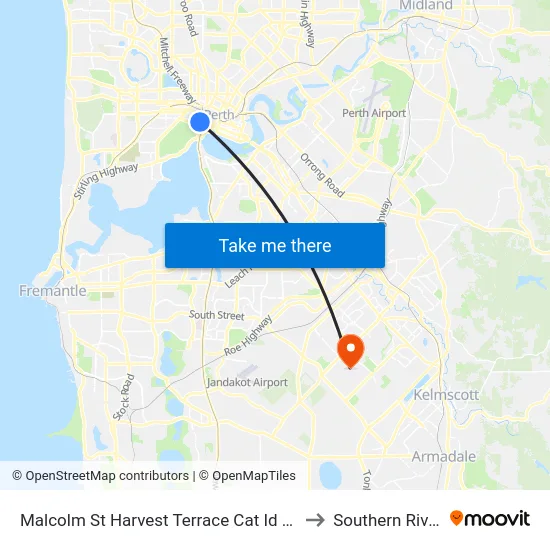 Malcolm St Harvest Terrace Cat Id 23 to Southern River map