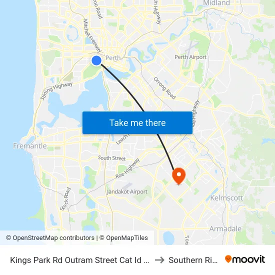 Kings Park Rd Outram Street Cat Id 141 to Southern River map