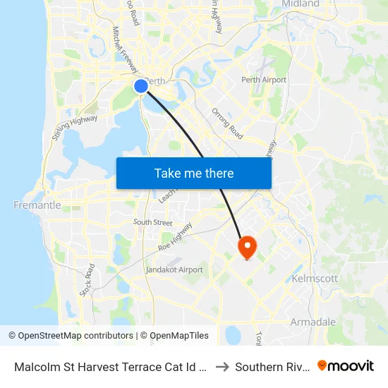 Malcolm St Harvest Terrace Cat Id 29 to Southern River map