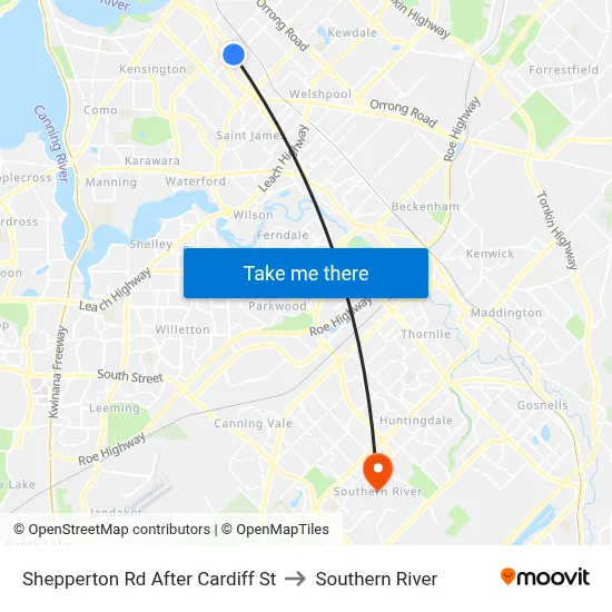 Shepperton Rd After Cardiff St to Southern River map