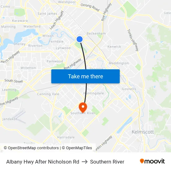 Albany Hwy After Nicholson Rd to Southern River map