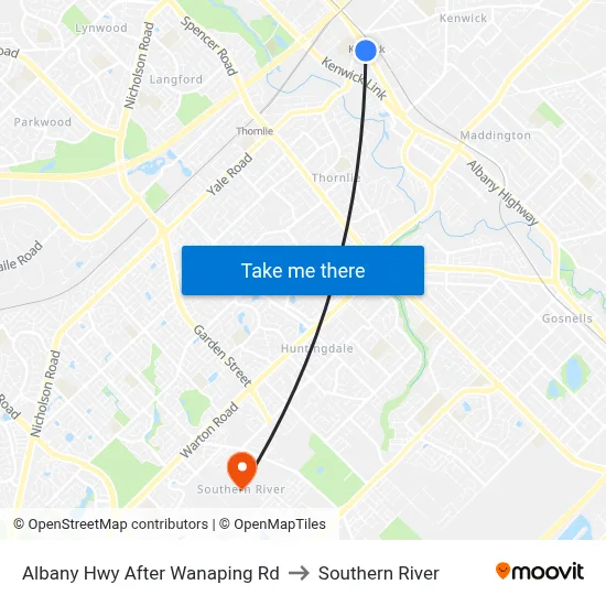 Albany Hwy After Wanaping Rd to Southern River map
