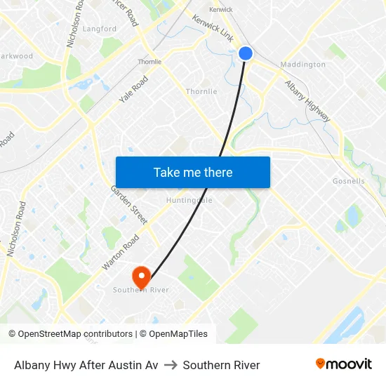 Albany Hwy After Austin Av to Southern River map