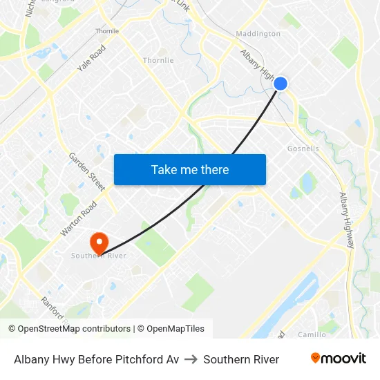 Albany Hwy Before Pitchford Av to Southern River map