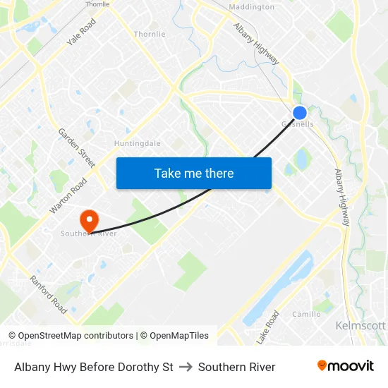 Albany Hwy Before  Dorothy  St to Southern River map