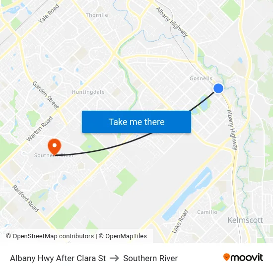 Albany Hwy After Clara St to Southern River map