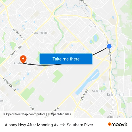 Albany Hwy After Manning Av to Southern River map