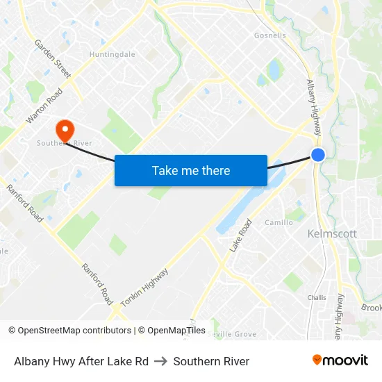Albany Hwy After Lake Rd to Southern River map