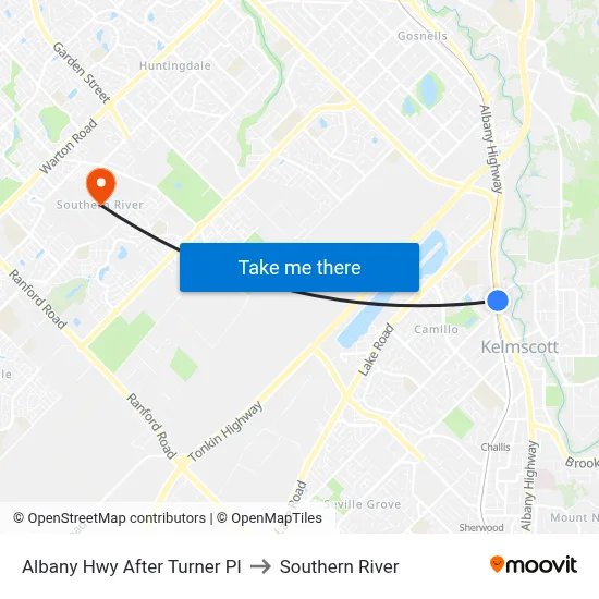 Albany Hwy After Turner Pl to Southern River map