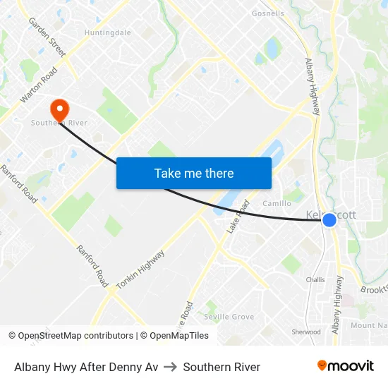Albany Hwy After Denny Av to Southern River map
