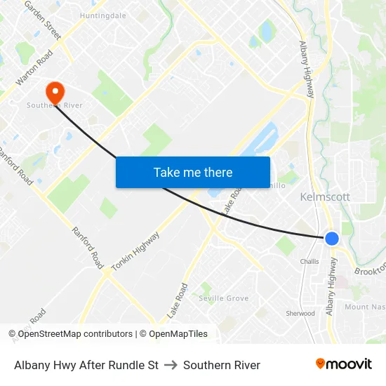 Albany Hwy After Rundle St to Southern River map