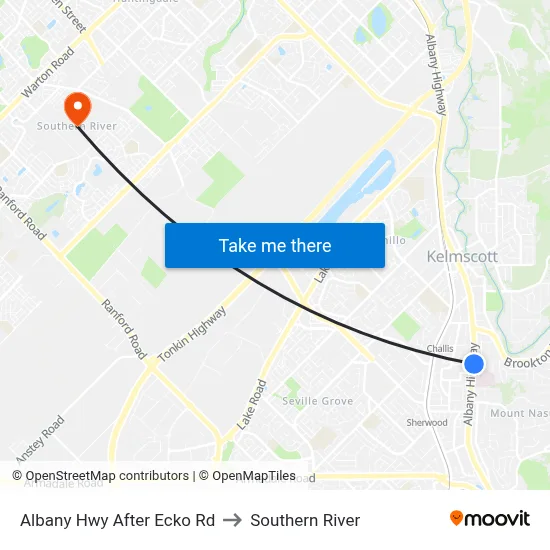 Albany Hwy After Ecko Rd to Southern River map