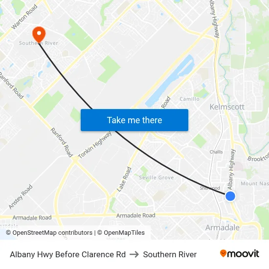 Albany Hwy Before Clarence Rd to Southern River map