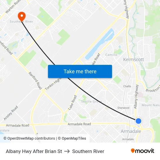 Albany Hwy After Brian St to Southern River map