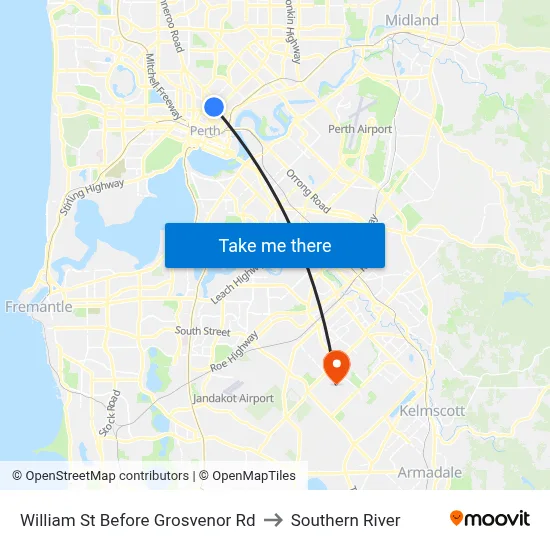 William St Before Grosvenor Rd to Southern River map