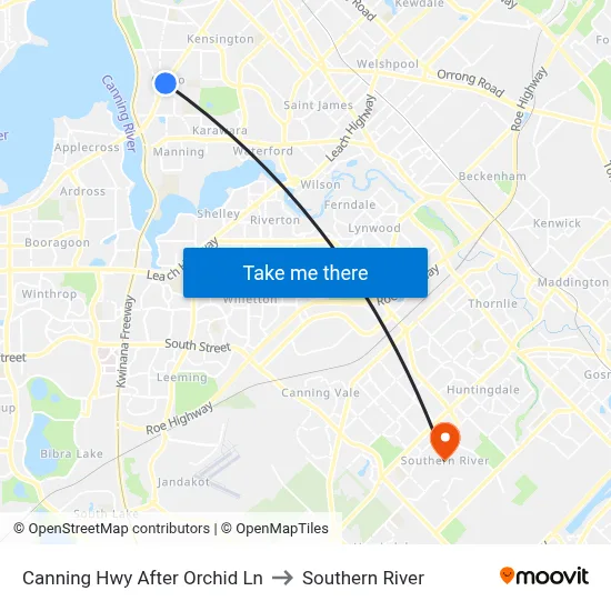 Canning Hwy After Orchid Ln to Southern River map