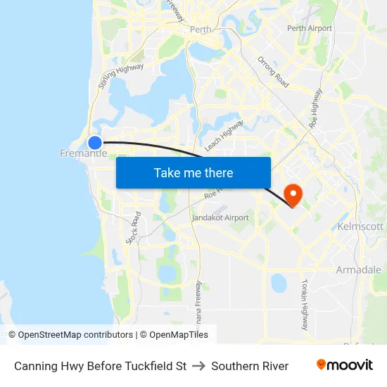 Canning Hwy Before Tuckfield St to Southern River map