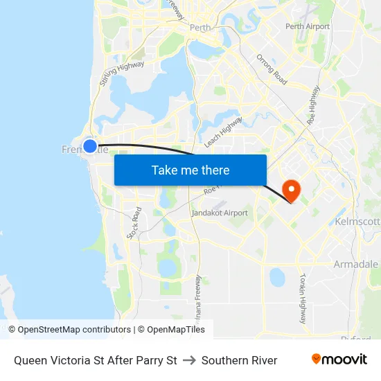 Queen Victoria St After Parry St to Southern River map