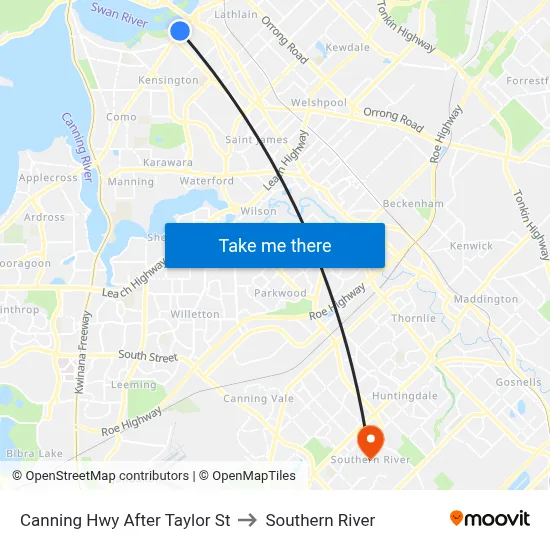 Canning Hwy After Taylor St to Southern River map