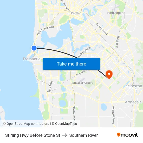 Stirling Hwy Before Stone St to Southern River map
