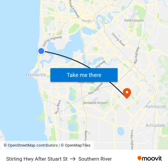 Stirling Hwy After Stuart St to Southern River map