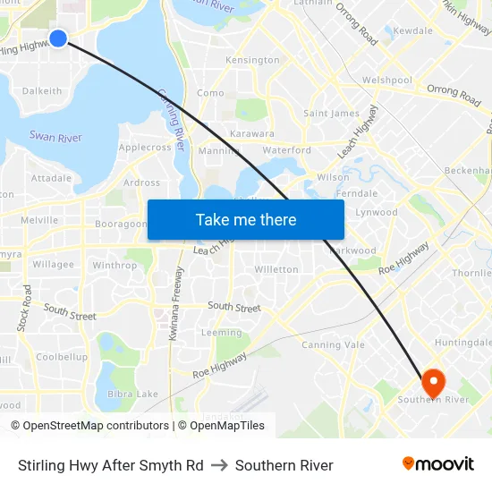 Stirling Hwy After Smyth Rd to Southern River map