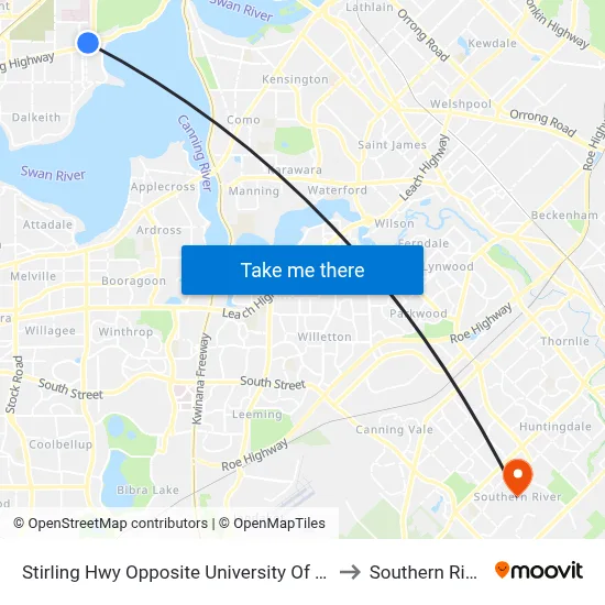 Stirling Hwy Opposite University Of Wa to Southern River map
