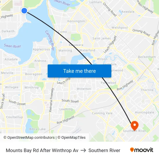 Mounts Bay Rd After Winthrop Av to Southern River map