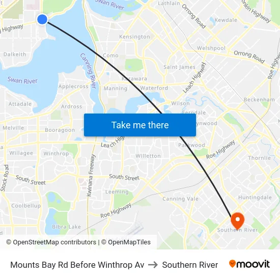 Mounts Bay Rd Before Winthrop Av to Southern River map