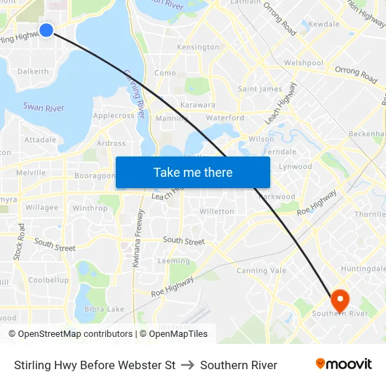 Stirling Hwy Before Webster St to Southern River map