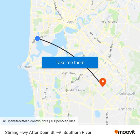Stirling Hwy After Dean St to Southern River map